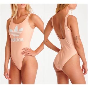 Adidas logo WOMENS ORIGINALS TREFOIL SWIMSUIT DUST PINK Small